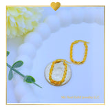 18K Real Gold Twisted Loop Earrings