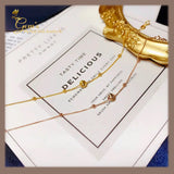 18K Real Gold Dainty Beads Bracelet 7”