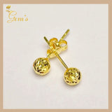 18K Real Gold Ball Stud Earrings
