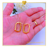 18K Real Gold Twisted Loop Earrings