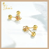 18K Real Gold Ball Stud Earrings