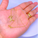 18K Real Gold Bracelet size 7” with K Charm