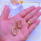 18K Real Gold Twisted Loop Earrings