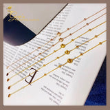 18K Real Gold Dainty Beads Bracelet 7”