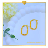 18K Real Gold Twisted Loop Earrings