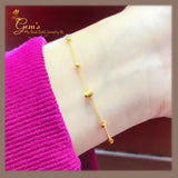 18K Real Gold Dainty Beads Bracelet 7”