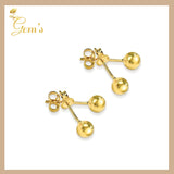 18K Real Gold Ball Stud Earrings