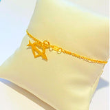 18K Real Gold Bracelet size 7” with Cupid Heart Charm