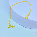 18K Real Gold Bracelet size 7” with Cupid Heart Charm