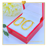 18K Real Gold Twisted Loop Earrings