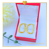 18K Real Gold Twisted Loop Earrings