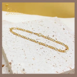 18K Real Gold Figaro Bracelet 7.5”