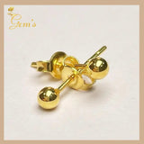 18K Real Gold Ball Stud Earrings