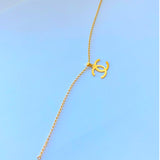 18K Real Gold Bracelet size 7.5” with CC Charm