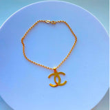 18K Real Gold Bracelet size 7.5” with CC Charm