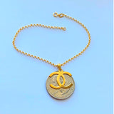 18K Real Gold Bracelet size 7.5” with CC Charm