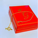 18K Real Gold Bracelet size 7” with Cupid Heart Charm