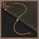18K Real Gold Dainty Bead Bracelet 7”