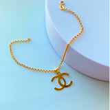 18K Real Gold Bracelet size 7.5” with CC Charm