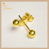 18K Real Gold Ball Stud Earrings