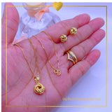 18K Real Gold Set of Love Knot Earrings and Necklace 18”