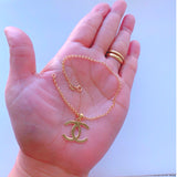 18K Real Gold Bracelet size 7.5” with CC Charm