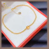 18K Real Gold Dainty Bead Bracelet 7”