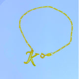 18K Real Gold Bracelet size 7” with K Charm