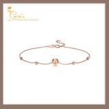 18K Real Gold Dainty Beads Bracelet 7”