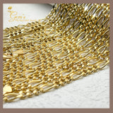 18K Real Gold Figaro Bracelet 7.5”