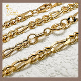 18K Real Gold Figaro Bracelet 7.5”