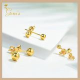 18K Real Gold Ball Stud Earrings