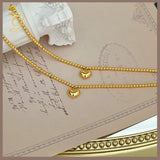 18K Real Gold Bracelet with  Heart Charm 7-7.5”