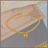 18K Real Gold Bracelet with  Heart Charm 7-7.5”