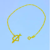 18K Real Gold Bracelet size 7” with Cupid Heart Charm