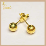 18K Real Gold Ball Stud Earrings