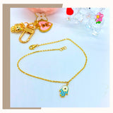 18K Real Gold Evil Eye Hand Anklet 9”