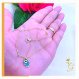 18K Real Gold Evil Eye Hand Anklet 9”
