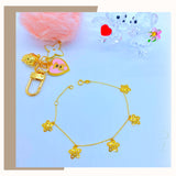 18K  Real Gold Bracelet with Star Charms 6.5-7”
