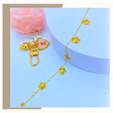 18K  Real Gold Bracelet with Star Charms 6.5-7”