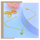 18K Real Gold Evil Eye Hand Anklet 9”