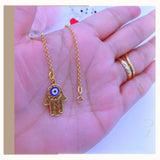 18K Real Gold Evil Eye Blue Hand Bracelet size 7.5”
