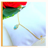 18K Real Gold Evil Eye Hand Anklet 9”