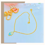 18K Real Gold Evil Eye Hand Anklet 9”