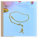 18K Real Gold Eiffel Tower Bracelet size 7.5”