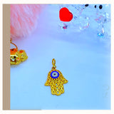 18K Real Gold Evil Eye Blue Hand Bracelet size 7.5”