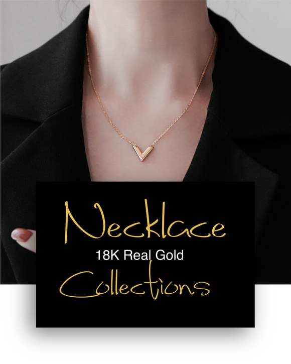 18K Real Gold Necklace Collections