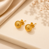 18K Real Gold Ball Stud Earrings Only