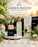 Gem’s Green Haven Bundle  Luxury Vent Clip Diffuser & Air Mist Set  Book No. 03 – Green Haven