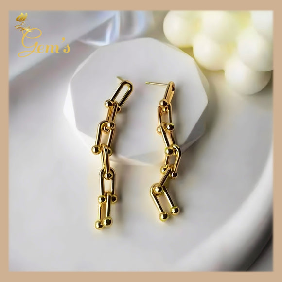 18K Real Gold Hardware Drop Earrings 6 layer’s